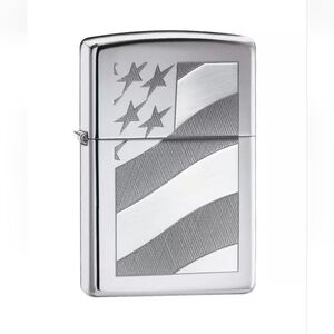 ZIPPO OLD GLORY FLAG CHROME POCKET LIGHTER WINDPROOF MADE IN USA REUSEABLE 2009